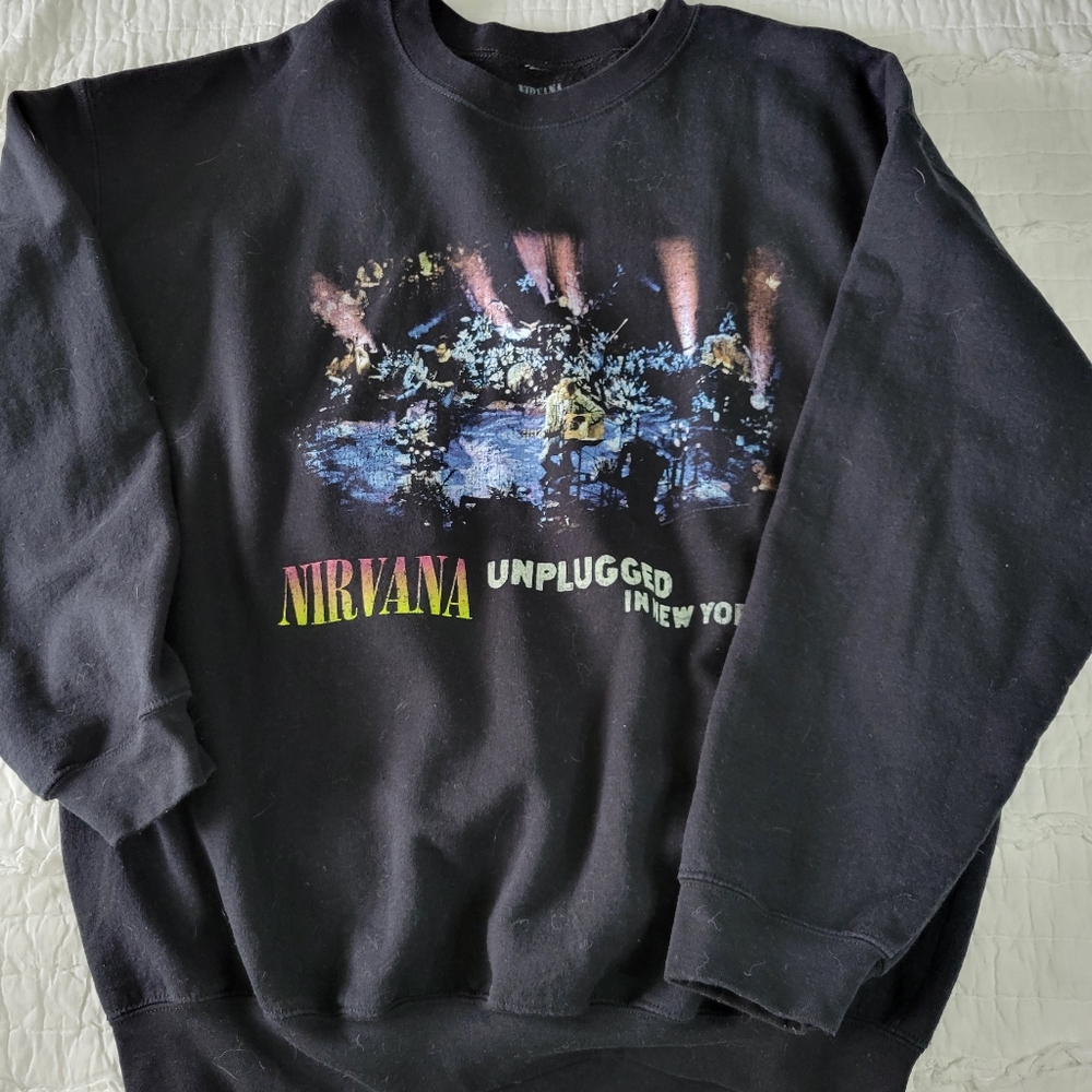 Nirvana Unplugged In New York Sweatshirt 11/18/93 XL Black Incredible Condition